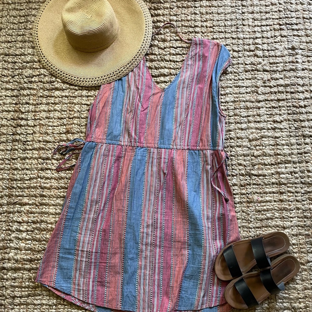 Universal Thread Striped Pink & Blue V-Neck Dress
